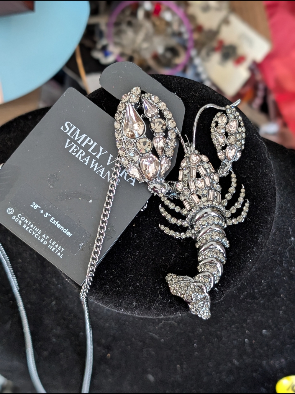 Simply Vera Vera Wang Silver Rhinestone Lobster Pendant Necklace